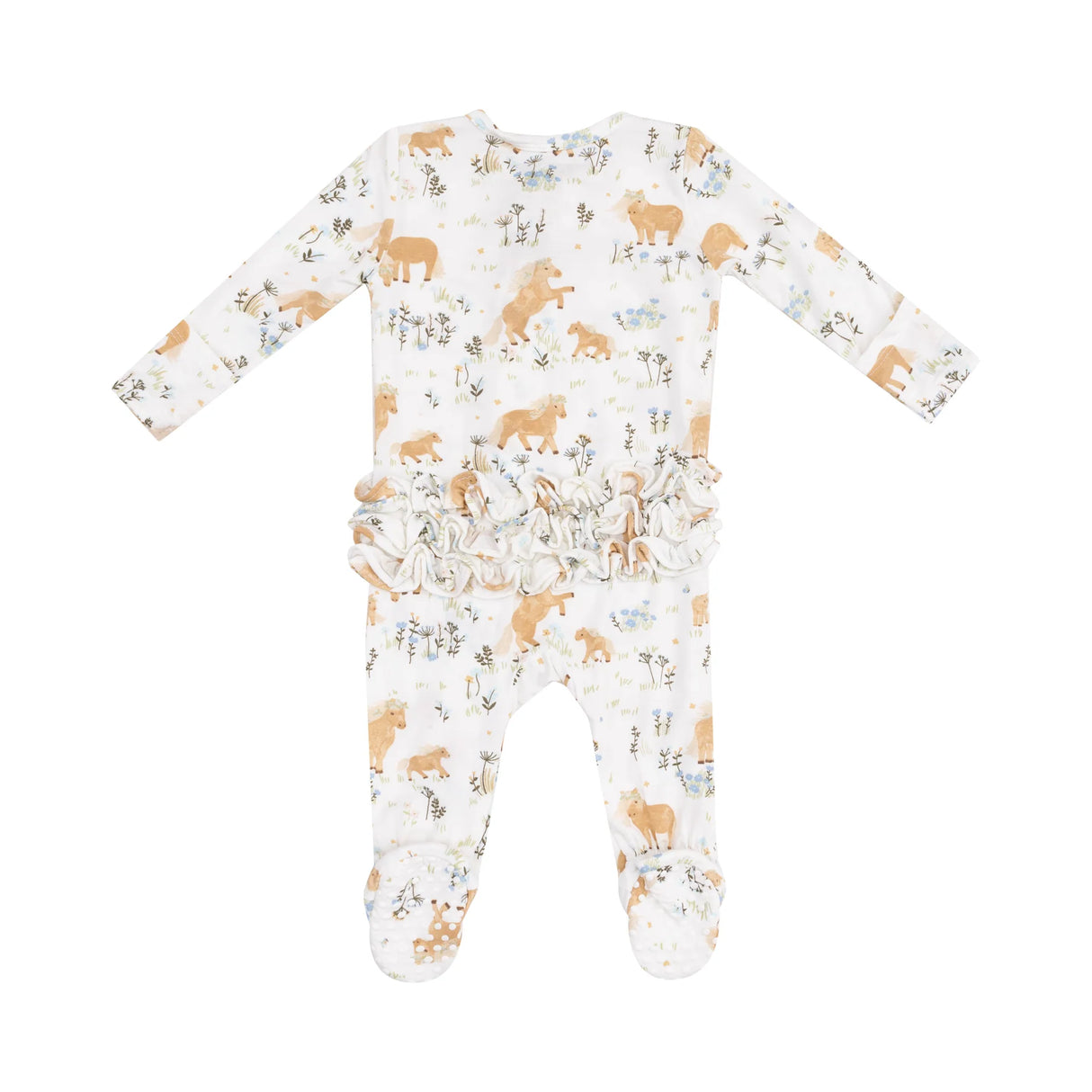 Ruffle Zip Footie - Pretty Ponies