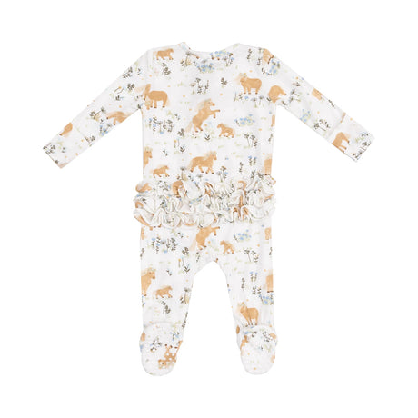 Ruffle Zip Footie - Pretty Ponies