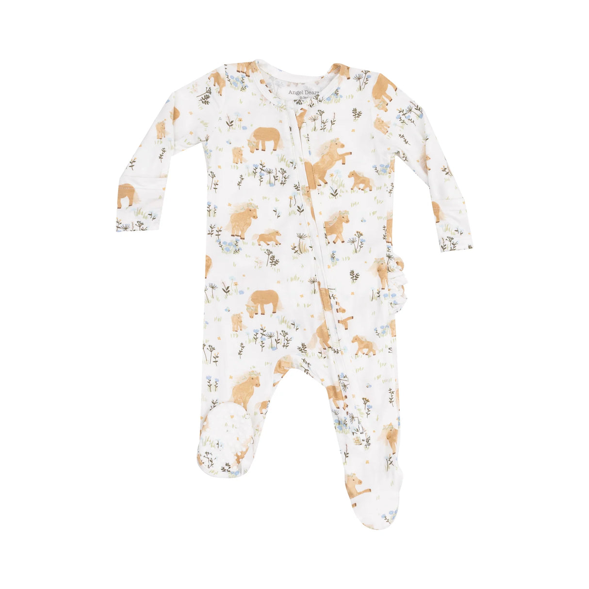 Ruffle Zip Footie - Pretty Ponies