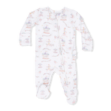 Ruffle Zip Footie - Carousel with Bows