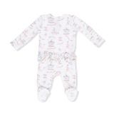Ruffle Zip Footie - Carousel with Bows
