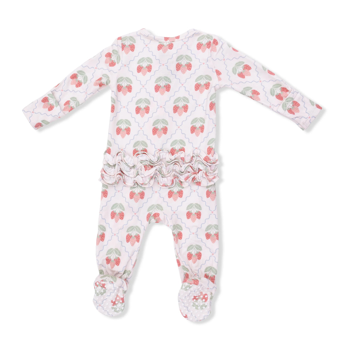 Ruffle Zip Footie - Sweet Strawberries