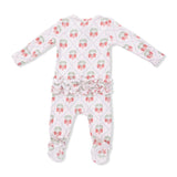 Ruffle Zip Footie - Sweet Strawberries