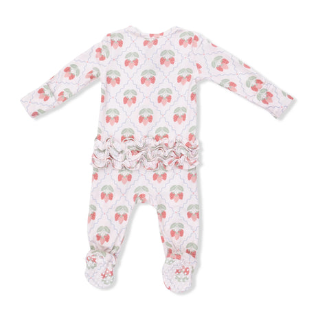 Ruffle Zip Footie - Sweet Strawberries