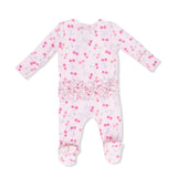 Ruffle Zip Footie - Sweet Bow Cherries