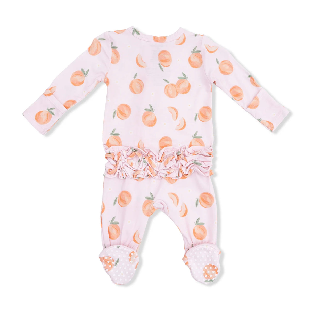 Ruffle Zip Footie - Sweet Peach