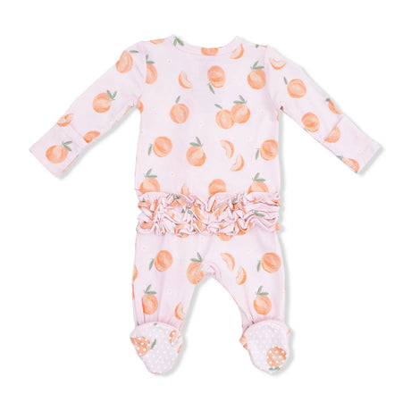Ruffle Zip Footie - Sweet Peach