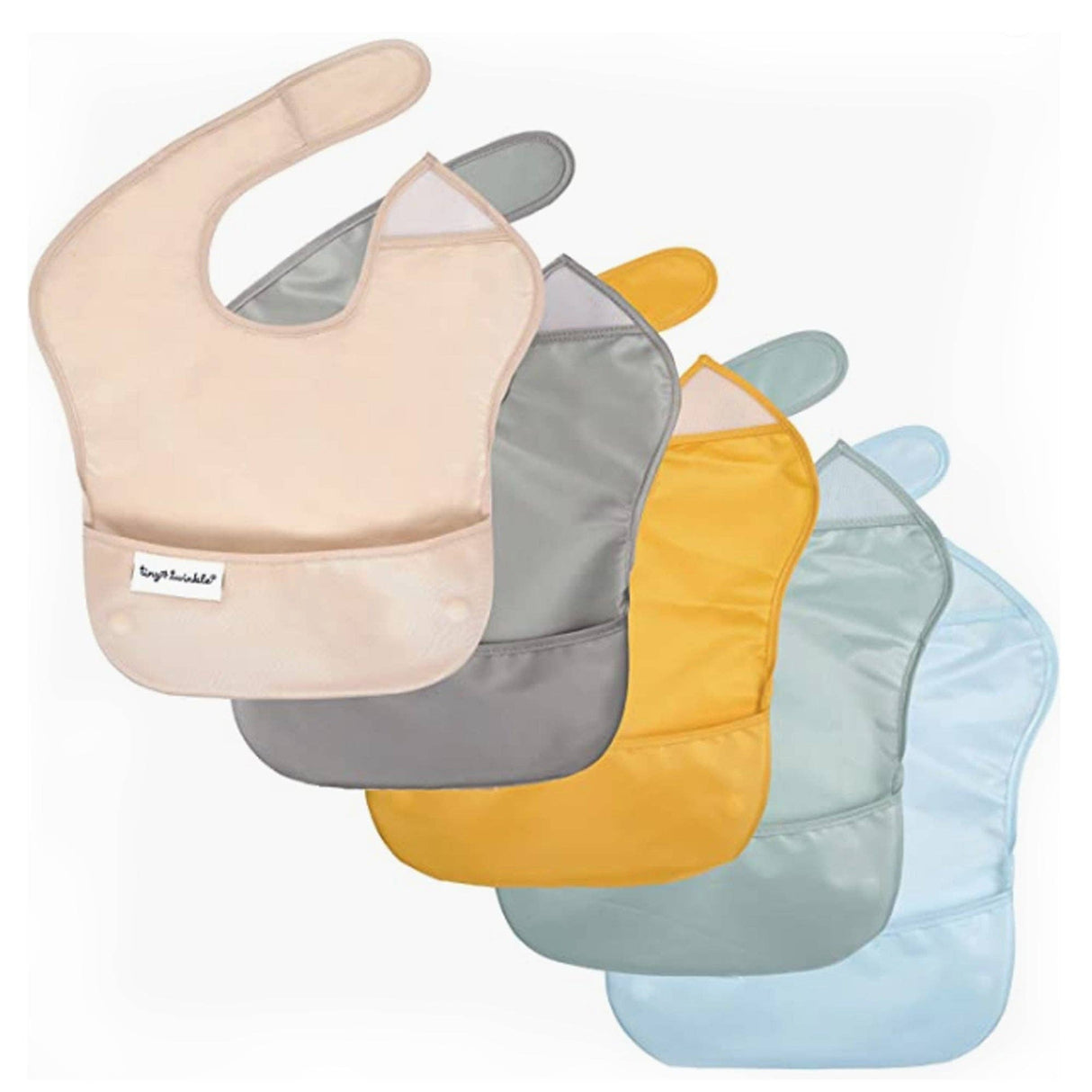5 Mess-Proof Easy Bibs - Slate Dandelion