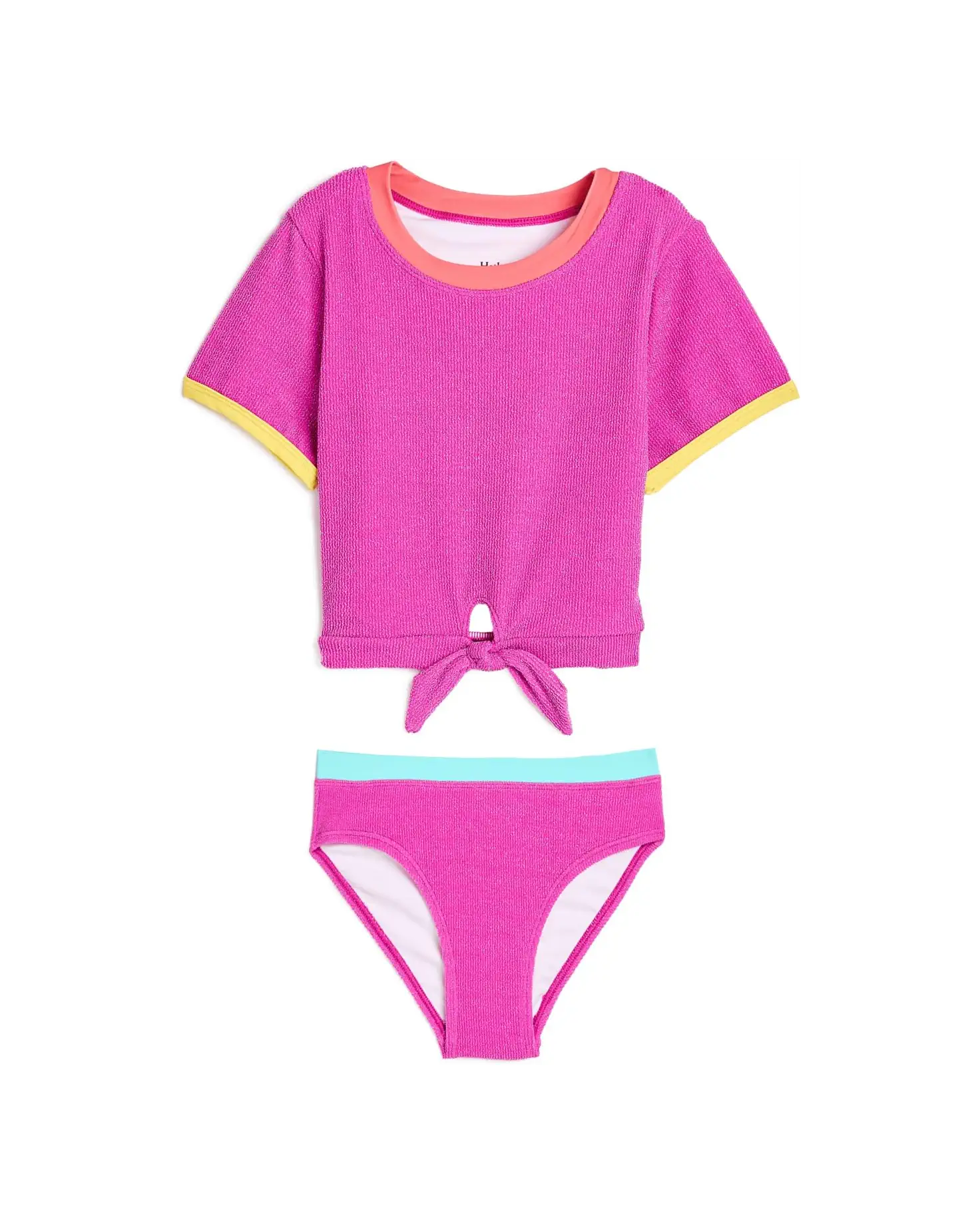 Short Sleeve Tankini Set - Rose Violet
