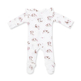 Ruffle Zip Footie - Explorer Puppy Pink