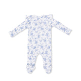 Ruffle Sleeve Zip Footie - Baby Blue Vines Floral
