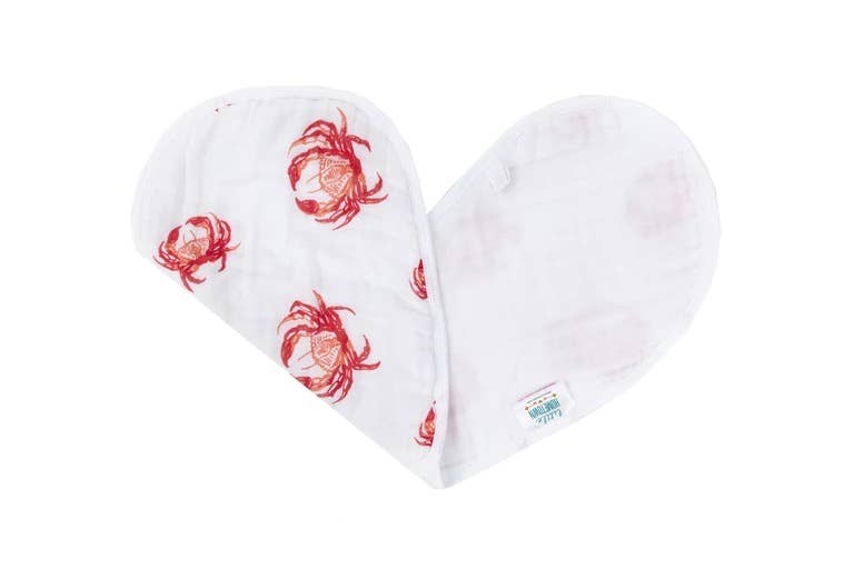 2-in-1 Burp Cloth and Bib - Crab