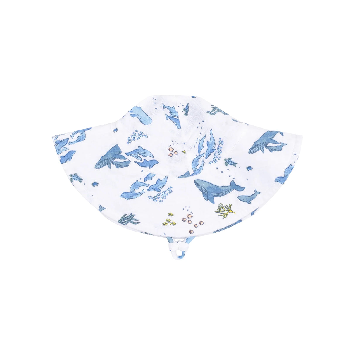 Muslin Sunhat - Watercolor Blue Whales
