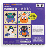 Set of 4 Wood Puzzles - Spooky Friends