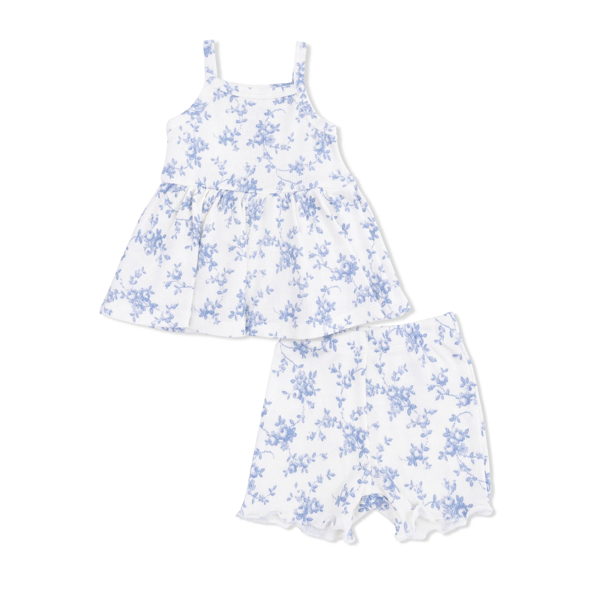 Peplum Tank and Shorts - Baby Blue Vines Floral