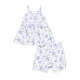 Peplum Tank and Shorts - Baby Blue Vines Floral
