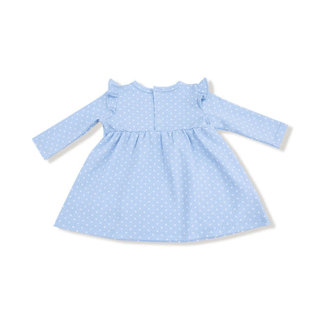 Long Sleeve Dot Dress - Duck Family Applique