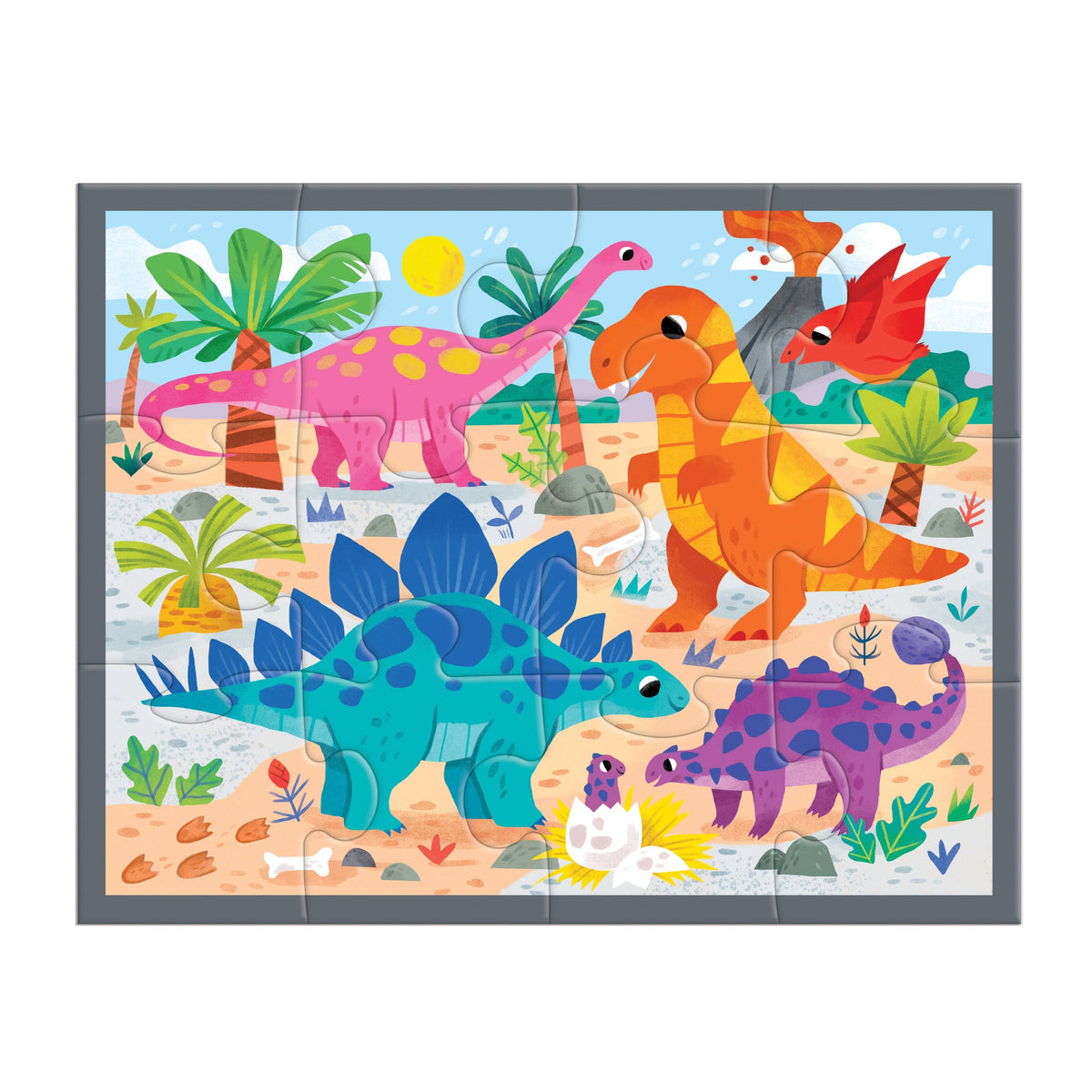 12 Piece Pouch Puzzle - Mighty Dinosaurs