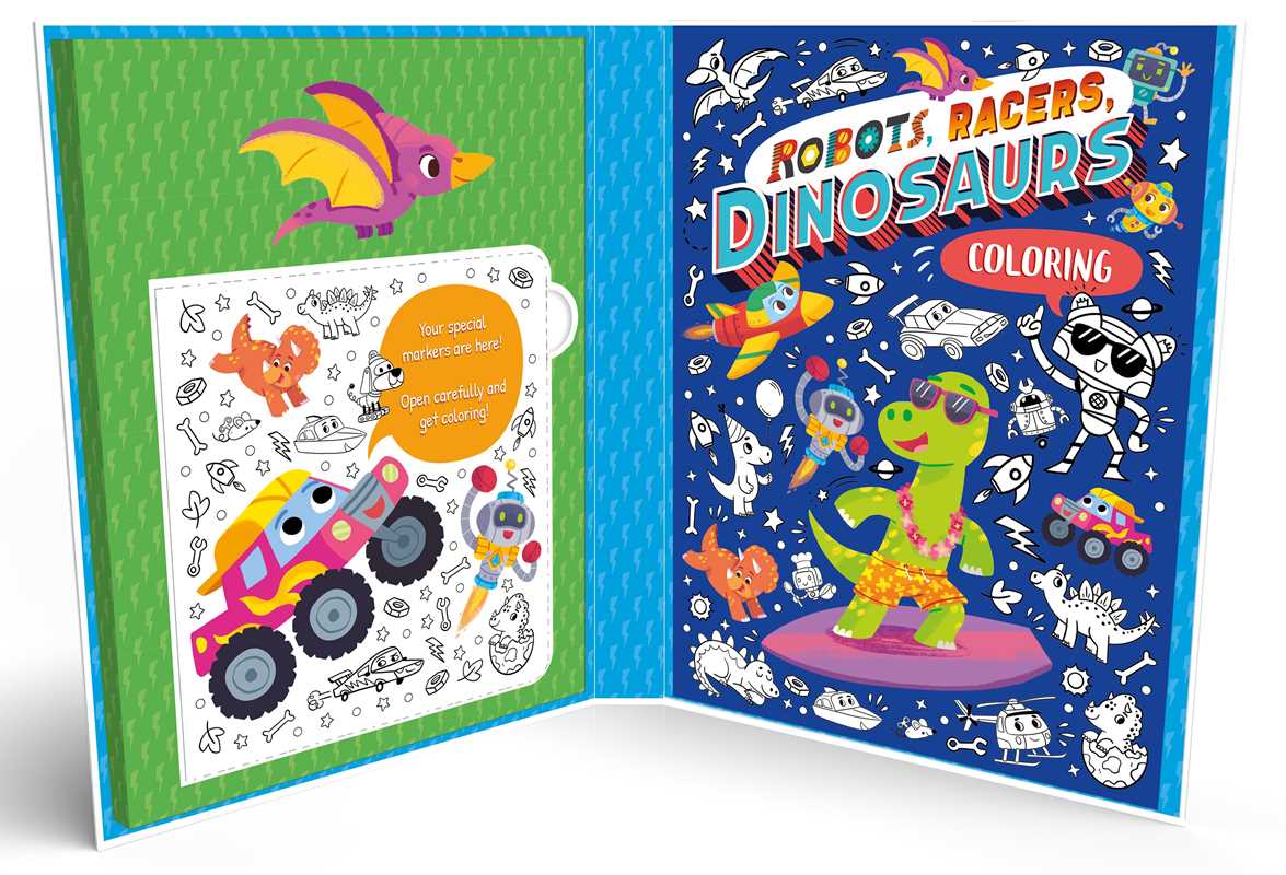 Robots, Racers, Dinosaurs Coloring Set
