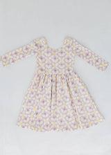 Long Sleeve Twirl Dress - Pale Purple Petals