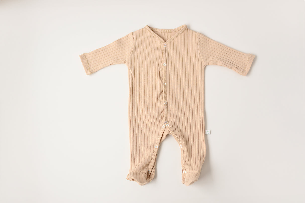 Snap Footie - Pink Rib FINAL SALE