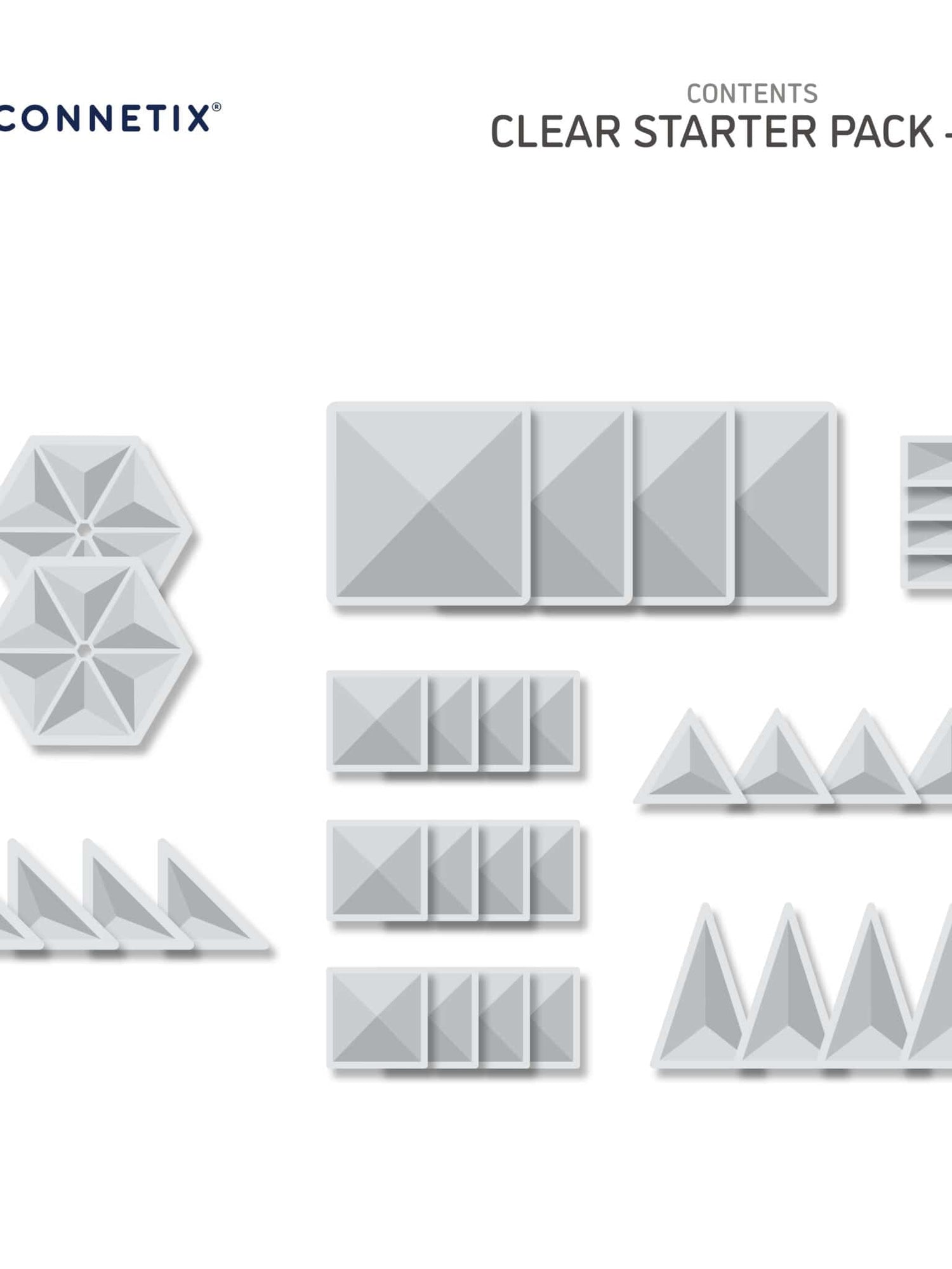 Connetix Magnetic Tiles - Clear Shape Pack 24 pc FINAL SALE