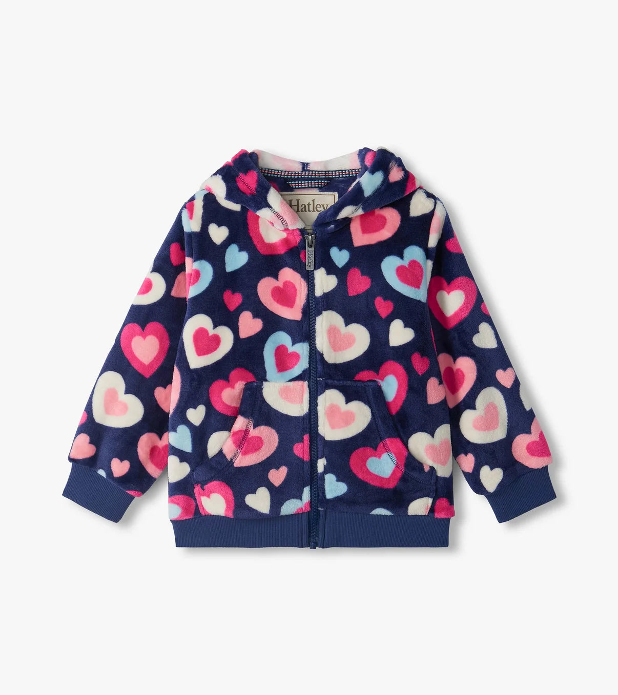Fleece Zip Up Hoodie - Bunches of Hearts