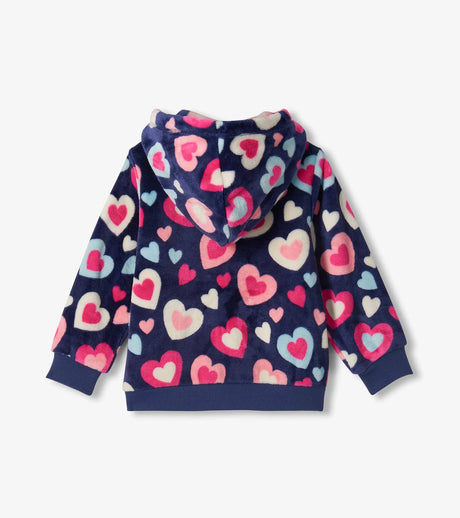 Fleece Zip Up Hoodie - Bunches of Hearts