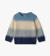 Colorblock Crew Neck Sweater - Faded Denim