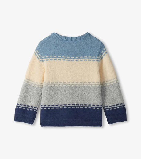 Colorblock Crew Neck Sweater - Faded Denim