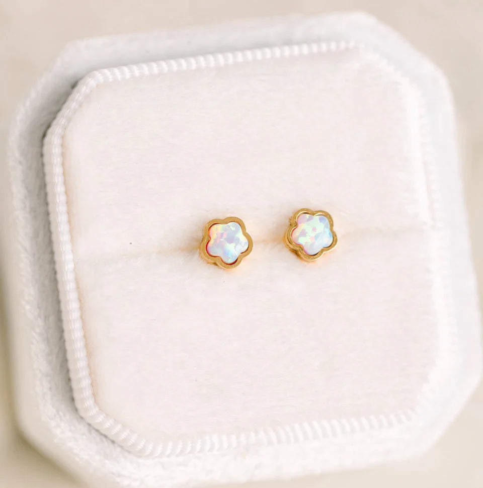 Pierced Co. Screwback Earrings - Flower Opal