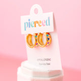 Pierced Co. Earrings - Rainbow Heart Chunky Huggies