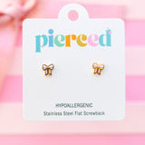 Pierced Co. Screwback Earrings - Pink Bow