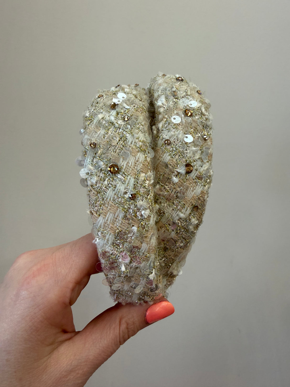 Sequin Tweed Headband - Gold