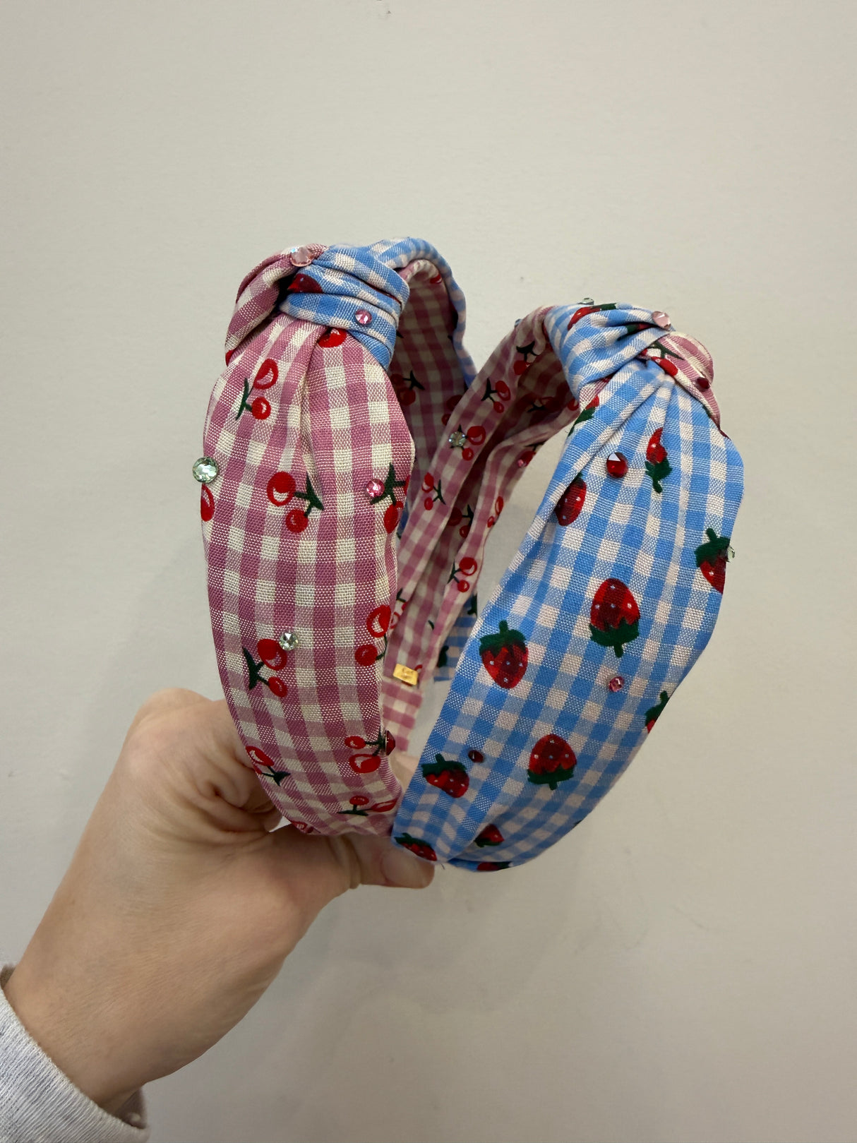 Knot Headband - Plaid Cherry Strawberry