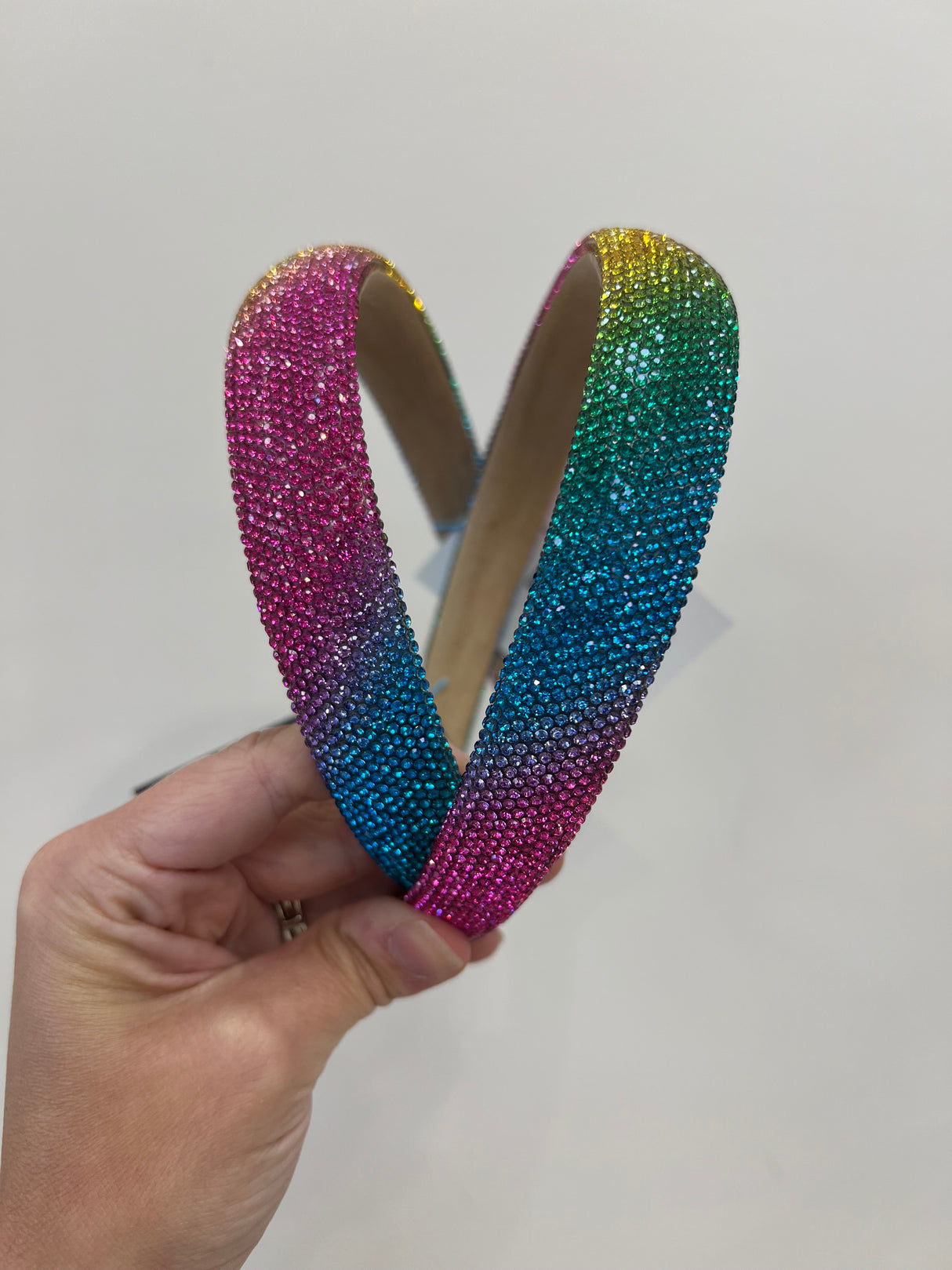 Thin Crystalized Headband - Ombre Rainbow