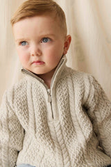 Jamie Kay Clyde Half Zip Jumper - Light Grey Marle