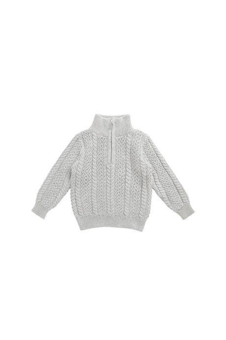 Jamie Kay Clyde Half Zip Jumper - Light Grey Marle