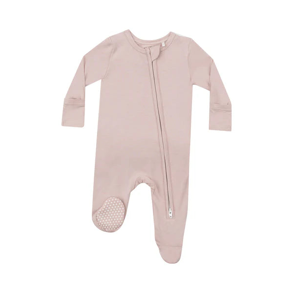 Ruffle Zip Footie - Sepia Rose