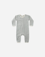 Quincy Mae Ribbed Jumpsuit - Steel Blue Micro Stripe