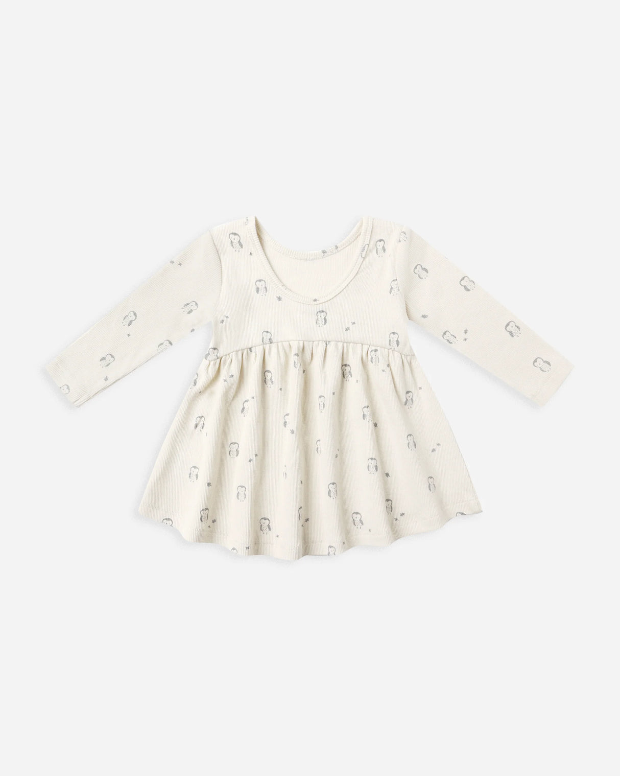 Quincy Mae Ribbed Long Sleeve Dress - Owls