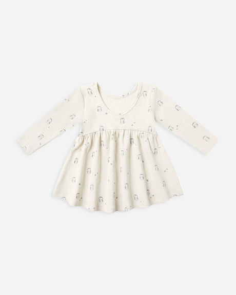 Quincy Mae Ribbed Long Sleeve Dress - Owls