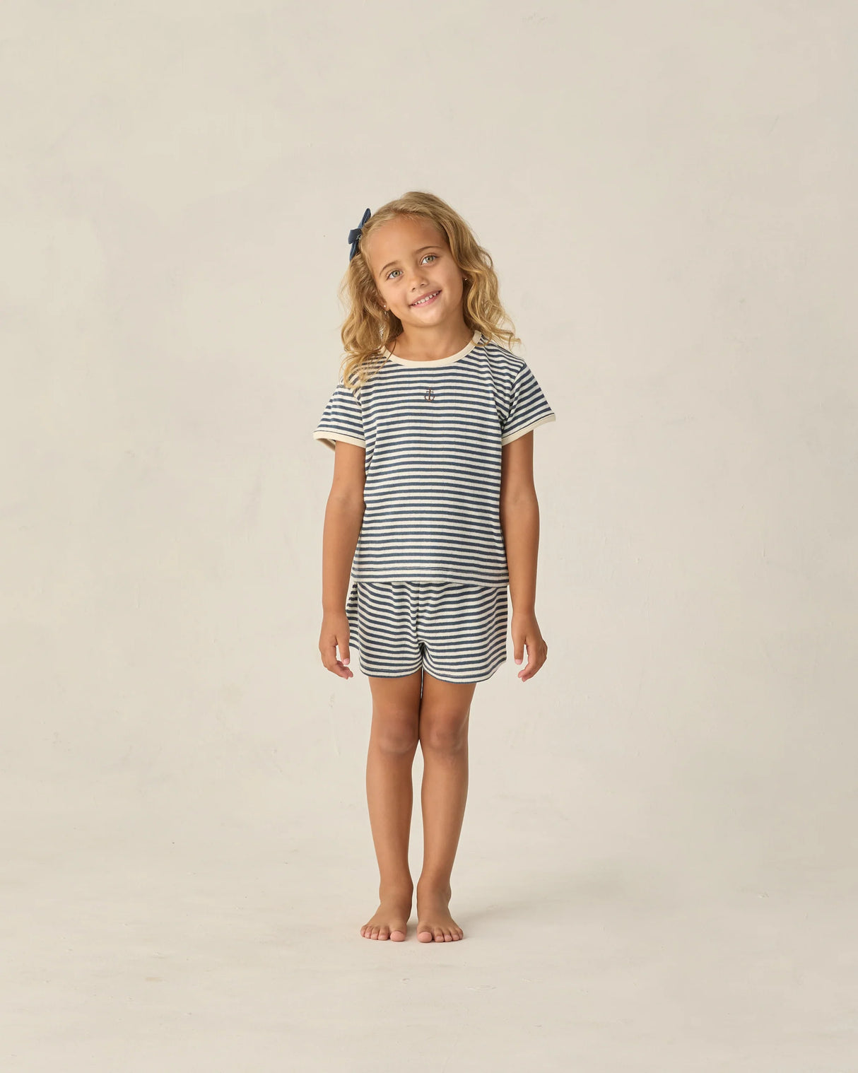 Rylee + Cru Pointelle Tee - Navy Stripe