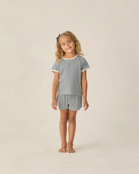 Rylee + Cru Pointelle Shorts - Navy Stripe