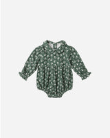 Rylee + Cru Cora Romper - Green Ditsy