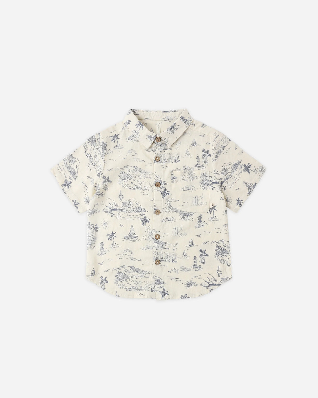 Rylee + Cru Collared Short Sleeve Shirt - Ocean Toile