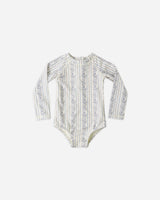 Rylee + Cru Delphine Rashguard One Piece - Blue Floral