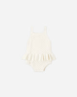 Rylee + Cru Crochet Ruffle Romper - Natural
