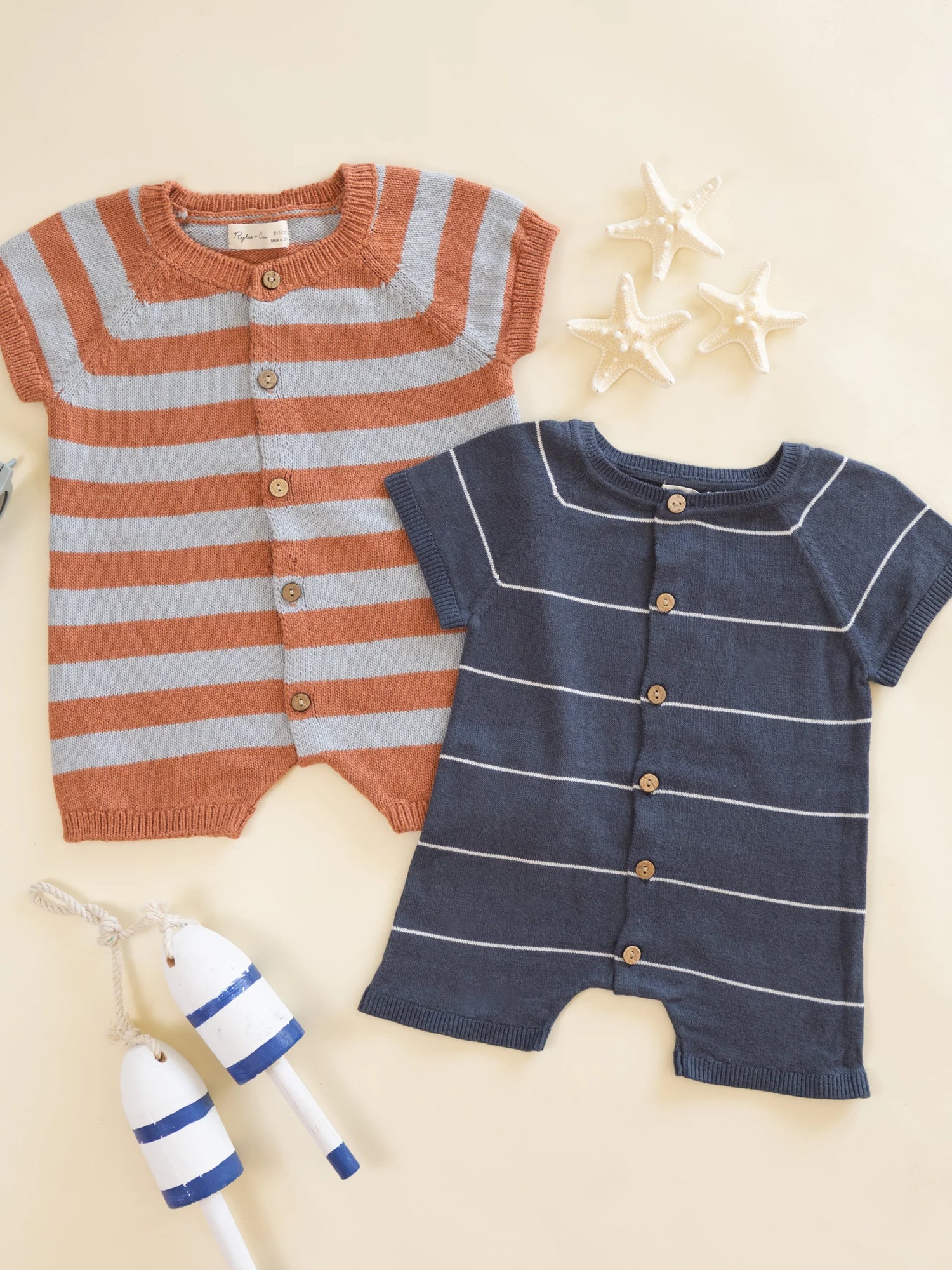 Rylee + Cru Liam Knit Romper - Navy Stripe