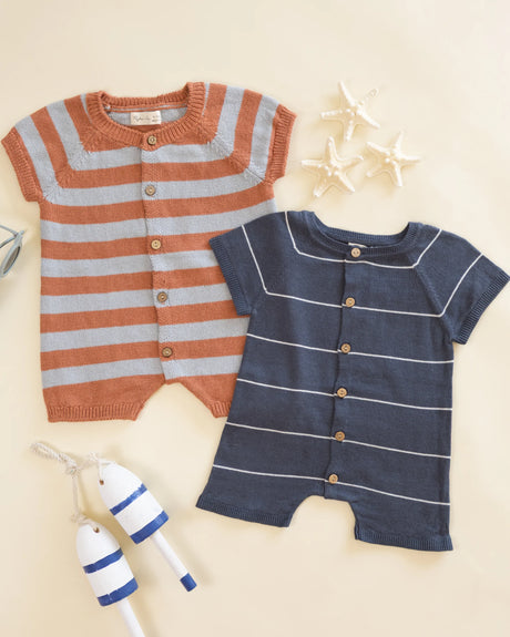 Rylee + Cru Liam Knit Romper - Navy Stripe